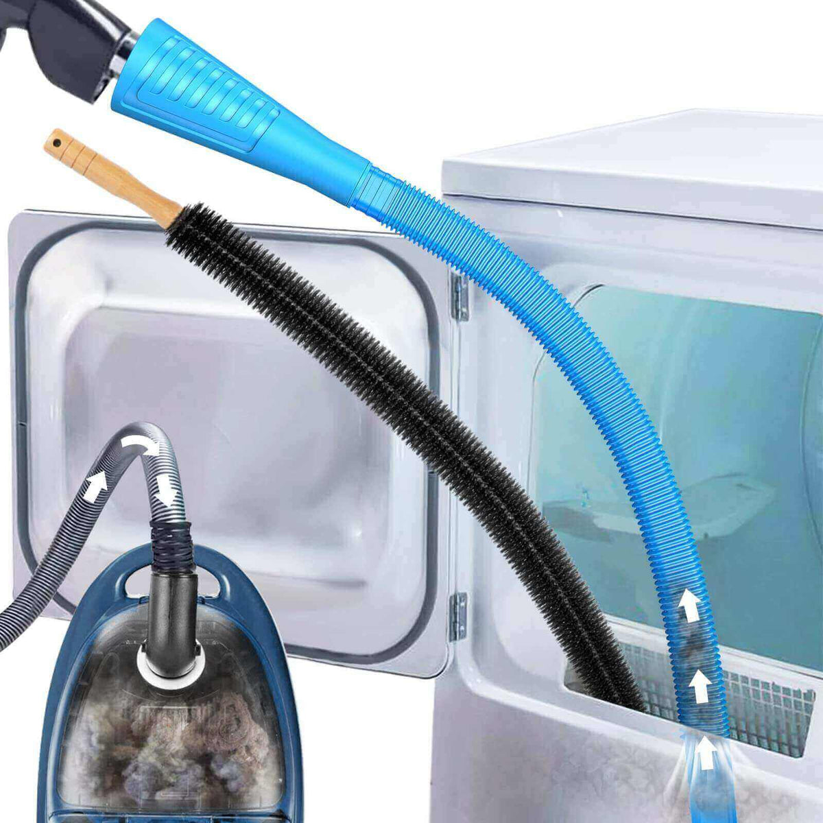Dryer vent vacuum hose attachment and lint brush kit