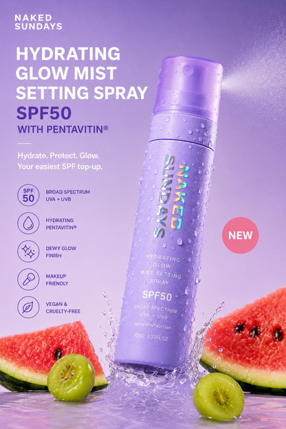 SPF 50+ Hydrating Glow Mist Setting Spray with Pentavitin®️