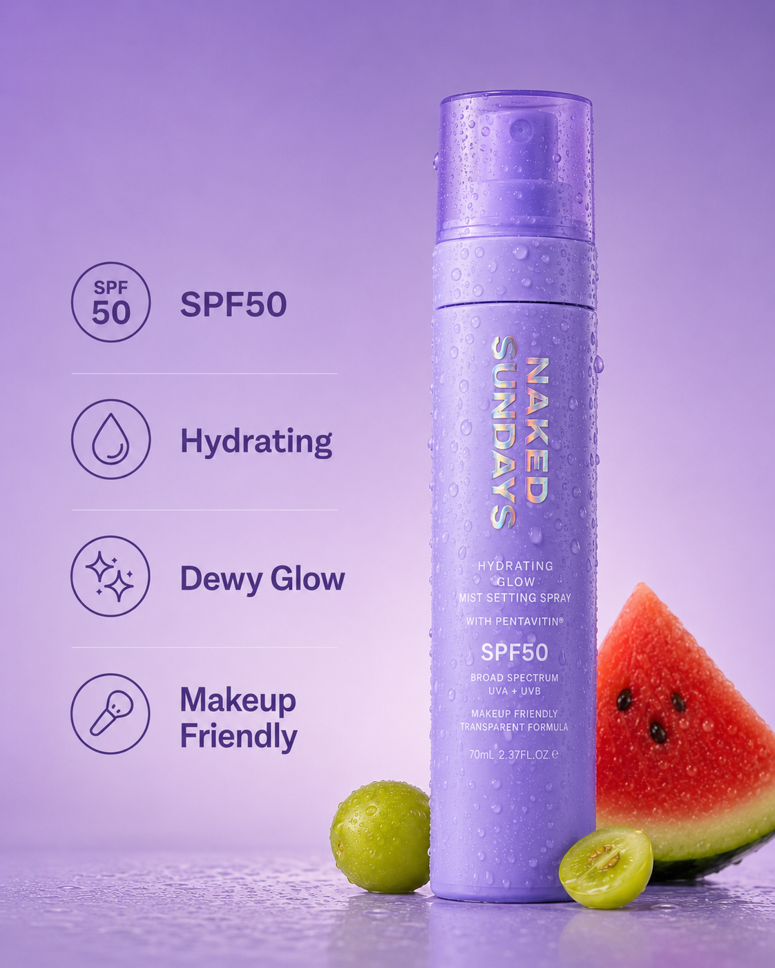 SPF 50+ Hydrating Glow Mist Setting Spray with Pentavitin®️